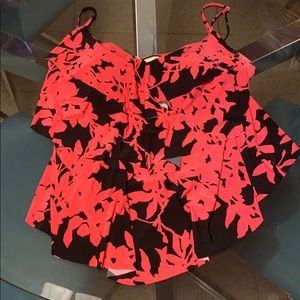 Tankini two piece bathing suit.